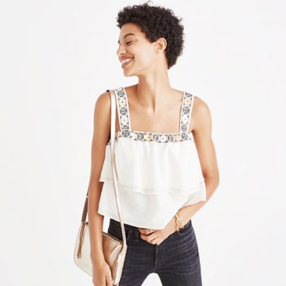 Madewell | Embroidered Tier Top | Large L